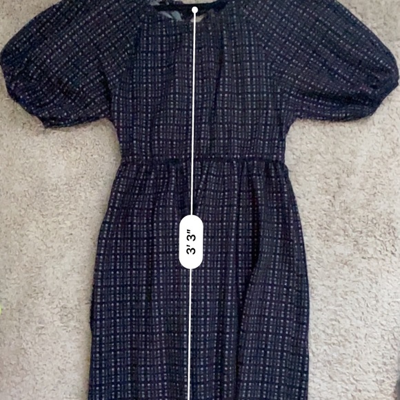 Zara Black Patterned Puff Sleeve Dress - Picture 6 of 7